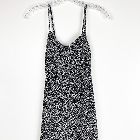 By Anthropologie Animal Print Sundress Ruffle Black and White Womens Size 0 - Picture 4 of 12